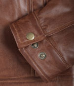 Men's Harrington Brown Real Leather Jacket - Image 6