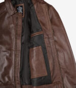 Bickford Men's Cognac Brown Real Leather Biker Jacket - Image 5