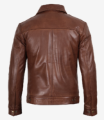 Men's Harrington Brown Real Leather Jacket - Image 3