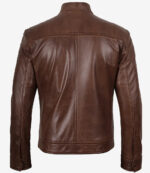Bickford Men's Cognac Brown Real Leather Biker Jacket - Image 2