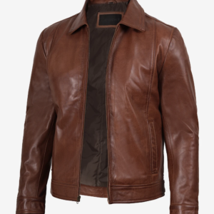 Men’s Harrington Brown Real Leather Jacket