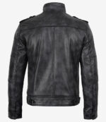 Tavares Men's Distressed Black Leather Biker Fashion Jacket - Image 2