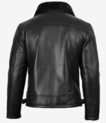 Black Shearling Leather Bomber Jacket for Men | Premium Warmth - Image 2