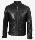 Men's Black Real Soft Leather Cafe Racer Jacket - Image 4