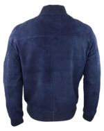 Mens Genuine Suede Bomber Jacket Leather Casual Varsity VIntage Smart Casual Navy - Image 4
