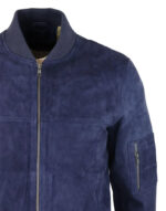 Mens Genuine Suede Bomber Jacket Leather Casual Varsity VIntage Smart Casual Navy - Image 3