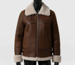 Handmade Shearling Brown Aviator Jacket: Vintage B3 Bomber, Real Sheepskin Leather