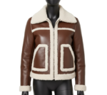 Handmade Shearling Brown Aviator Jacket: Vintage B3 Bomber, Real Sheepskin Leather