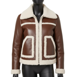 Handmade Shearling Brown Aviator Jacket: Vintage B3 Bomber, Real Sheepskin Leather
