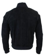 Varsity Mens Real Suede Leather Bomber College Jacket Classic Retro Vintage - Black - Image 3