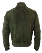 Varsity Mens Real Suede Leather Bomber College Jacket Classic Retro Vintage - Olive - Image 2