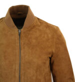 Varsity Mens Real Suede Leather Bomber College Jacket Classic Retro Vintage - Tan Brown - Image 5