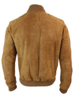 Varsity Mens Real Suede Leather Bomber College Jacket Classic Retro Vintage - Tan Brown - Image 3