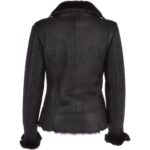 Womens Luxury Shearling Jacket Black - Image 2