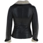 Womens Luxury Shearling Jacket Black/cream - Image 2