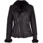 Womens Luxury Shearling Jacket Black