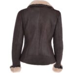 Womens Luxury Shearling Jacket Brown/Cream - Image 2