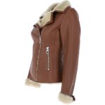 Womens Luxury Shearling Jacket Tan - Image 2
