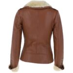 Womens Luxury Shearling Jacket Tan - Image 3